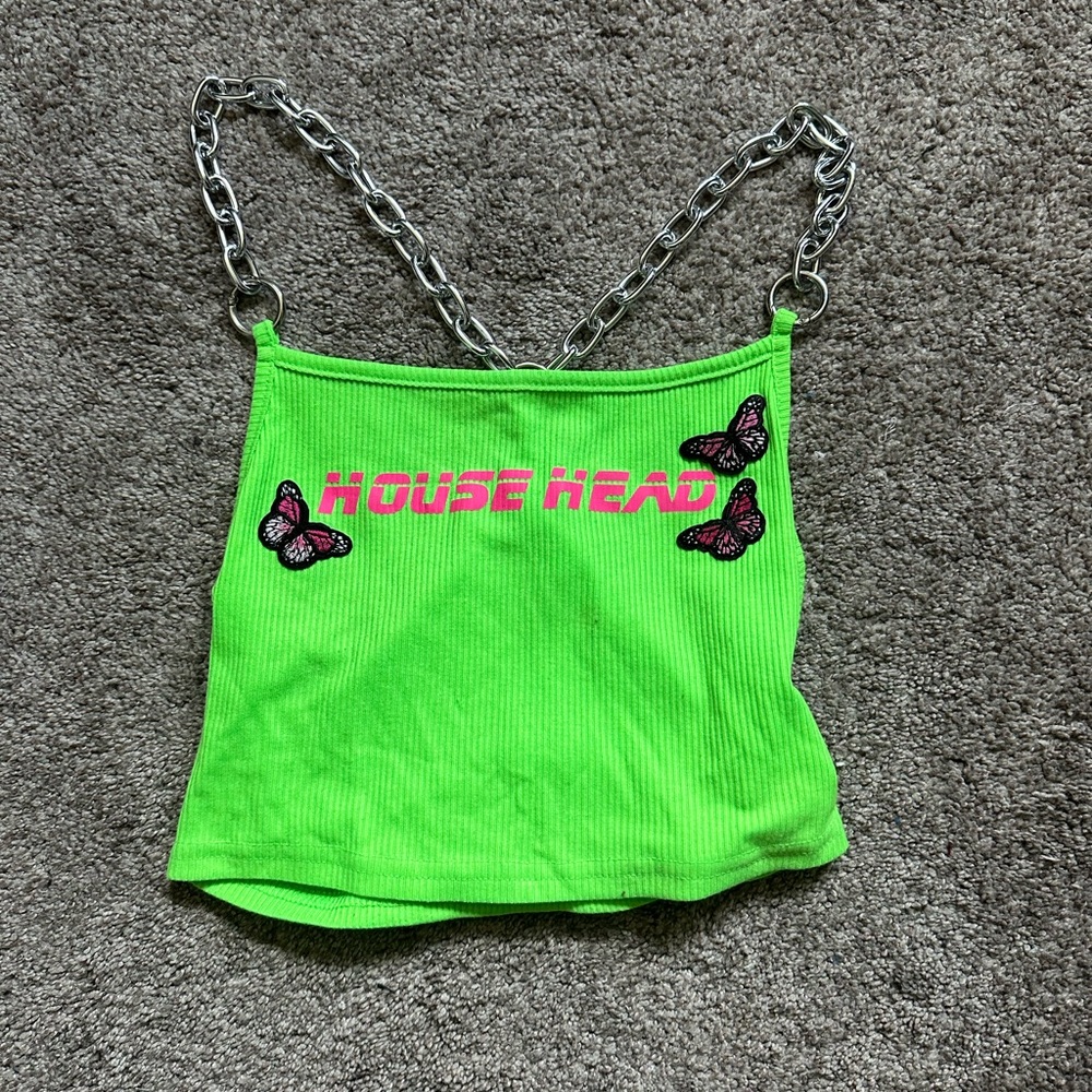 House Head Chain Strap Crop Tank Top